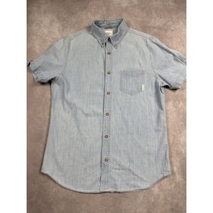 Ben Sherman Shirt Mens Medium Blue Short Sleeve Button Down Pocket Casual Cotton